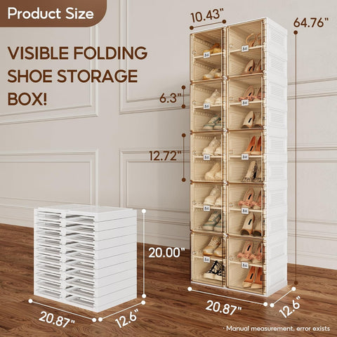 ANTBOX brown 10-layer double-row shoe box dimensions, height, width, and depth for 20 pairs of shoes