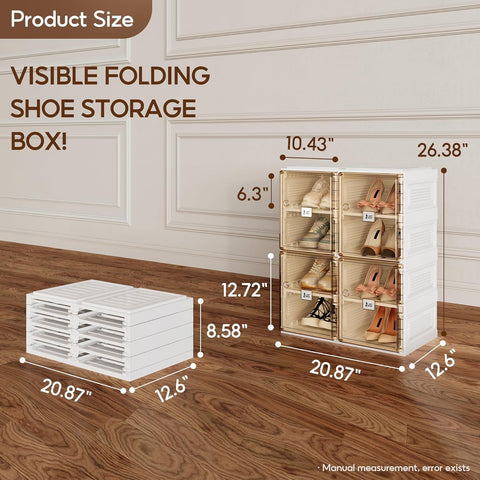 ANTBOX brown 4-layer double-row shoe box dimensions, height, width, and depth for 8 pairs of shoes