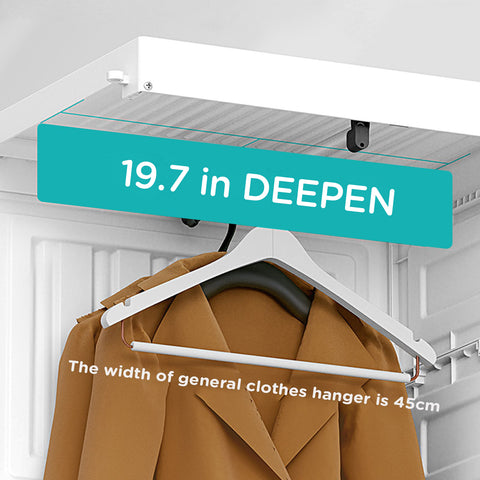 ANTBOX storage organizer depth diagram showing 19.7 inch deep space for large clothes and household storage