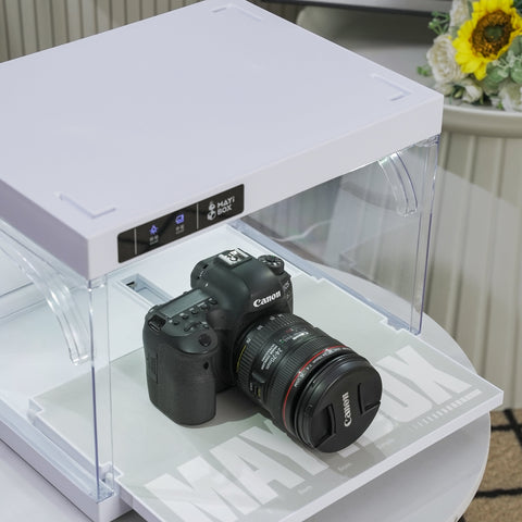 Close-up view of ANTBOX LED Smart Shoe Display Case 1-Pack White, showing detailed materials, LED lighting, and remote-controlled door mechanism
