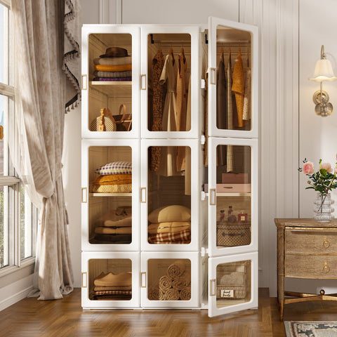 ANTBOX modular wardrobe 15 grids with 2 hanging rods used in modern bedroom for organized clothing storage