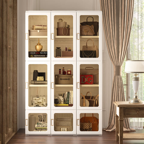 ANTBOX modular cube wardrobe showing large storage capacity with clothes bags and household items