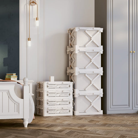 ANTBOX white vacuum compression storage box used in a bedroom for clothes and bedding storage