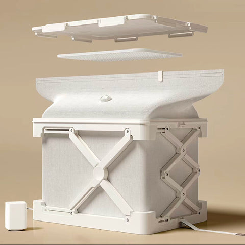 ANTBOX white vacuum compression storage box showing its main components and parts