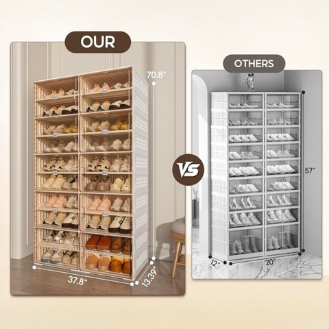 ANTBOX X-Large Shoe Cabinet and standard shoe cabinet size and storage comparison