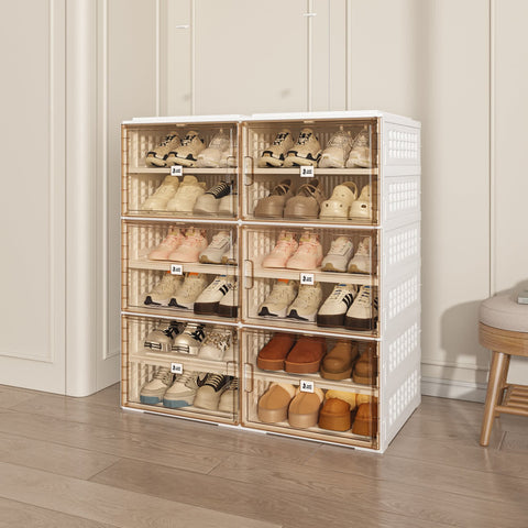X-Large Shoe Cabinet with Clear Doors – Up to 40 Pairs, Foldable & Stackable