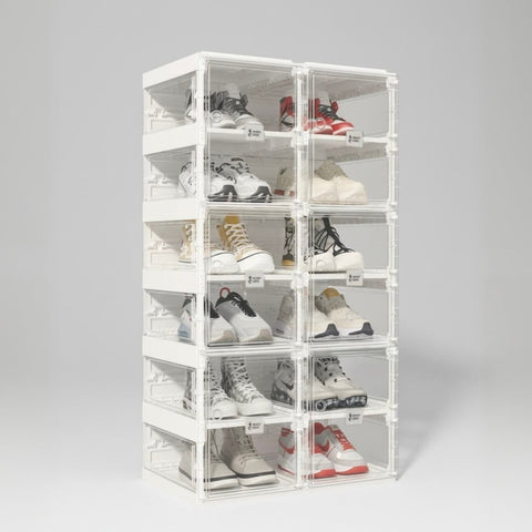 Clear Foldable Shoe Box with Transparent Panels 4 - 10 Tiers for bedroom organization - 3 - min easy setup Shoe Box by antbox - storage