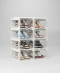 Clear Foldable Shoe Box with Transparent Panels 4 - 10 Tiers for bedroom organization - 3 - min easy setup Shoe Box by antbox - storage