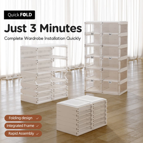 Clear Foldable Shoe Box with Transparent Panels 4 - 10 Tiers for bedroom organization - 3 - min easy setup Shoe Box by antbox - storage
