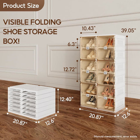 Double Row Foldable Shoe Storage Box 4 - 10 Layers for bedroom organization - 3 - min easy setup Shoe Box by antbox - storage