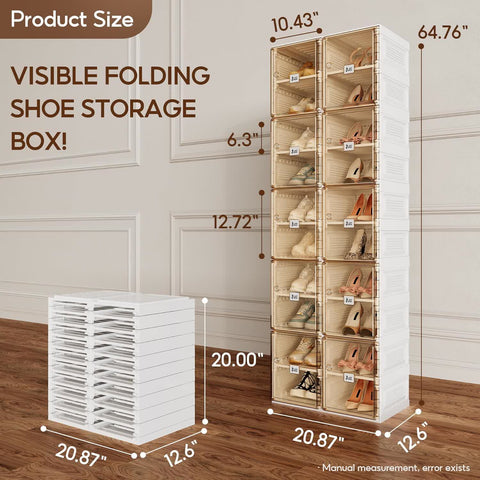 Double Row Foldable Shoe Storage Box 4 - 10 Layers for bedroom organization - 3 - min easy setup Shoe Box by antbox - storage