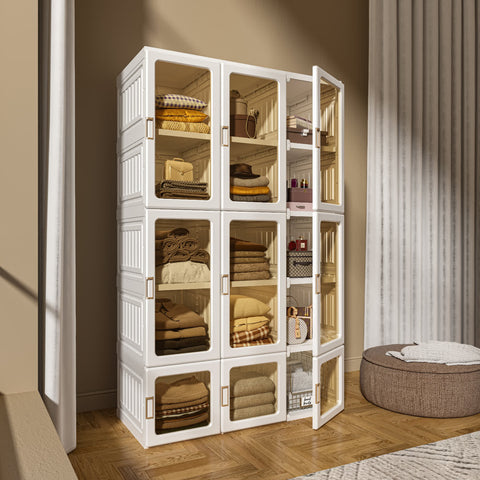 Modular Cube Wardrobe Organizer 15 Cubes with Doors for bedroom organization - 3 - min easy setup Wardrobe Closet / Modular Storage Cabinet by antbox - storage