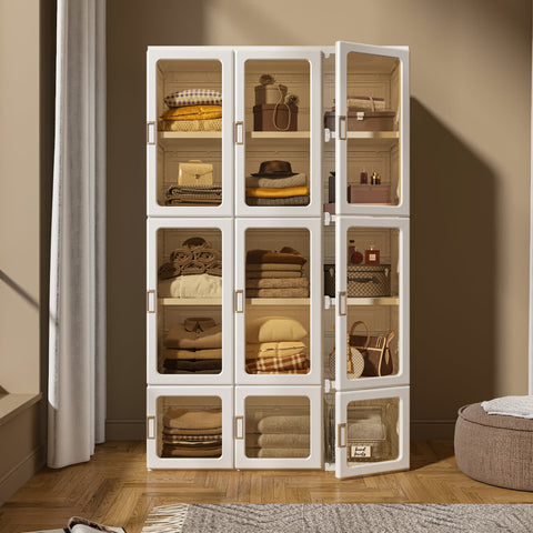 Modular Cube Wardrobe Organizer 15 Cubes with Doors for bedroom organization - 3 - min easy setup Wardrobe Closet / Modular Storage Cabinet by antbox - storage