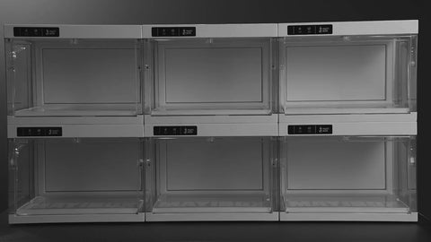 ANTBOX LED Smart Shoe Display Case 1-Pack White showing LED lights illuminating the shoes