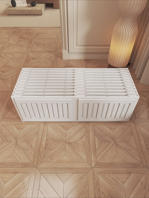 ANTBOX X-Large Foldable Shoe Cabinet Brown with Clear Doors full range 4 to 10 tiers stacking demonstration showing assembly, folding, stacking, and storing shoes in entryway, bedroom, and closet